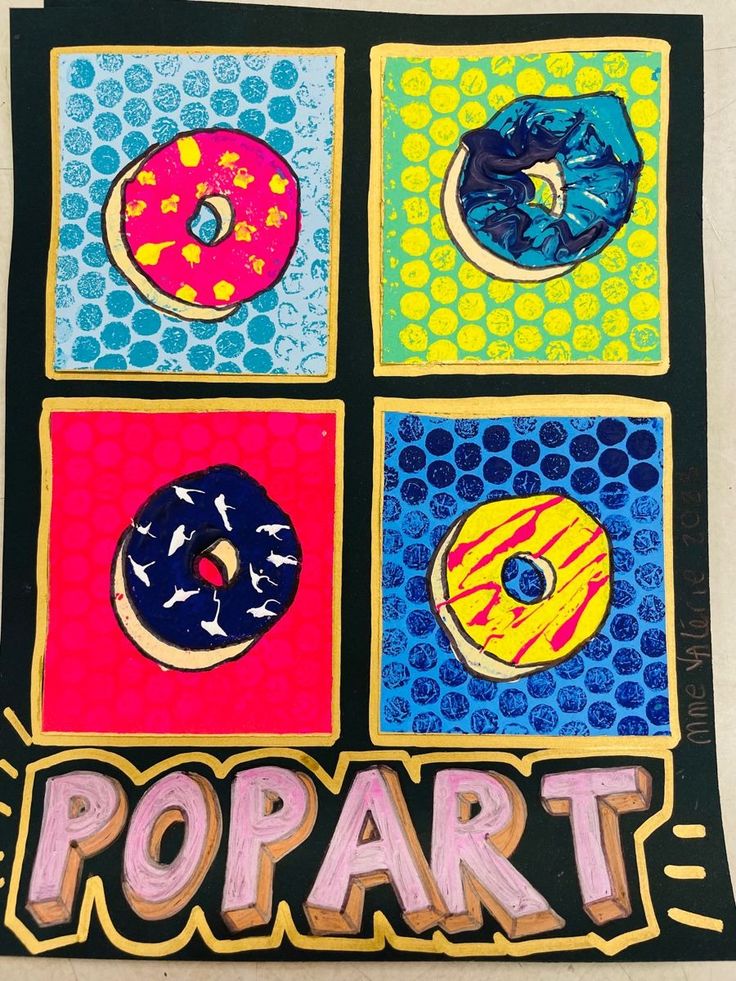 an image of pop art with doughnuts on it and the word popart