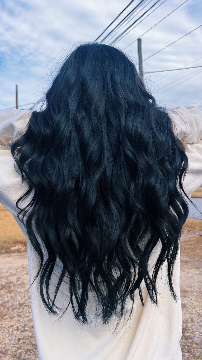 Tones Of Black Hair, Jet Black Hair With Extensions, Dark Brown Hair Black Highlights, Black Hair Hairstyles Medium, Jet Black Hair Blue Tint, Cute Dark Hair Colors, Punchy Black Hair, Punchy Hair Color, Jet Black Medium Length Hair