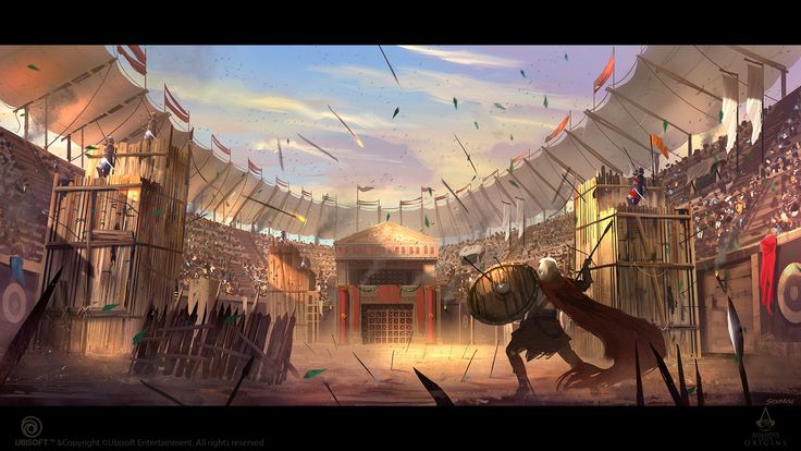 Gladiator Concept Art, Gladiator Arena, Assassin's Creed Origins, Assassins Creed 2, Stadium Art, Battle Arena, Assassins Creed Origins, Pagan Gods, Cyberpunk City