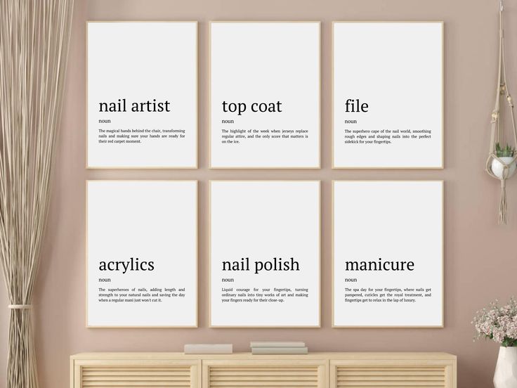 "Manicure Definitions Set Of Six, Printable Nail Artist Definition Poster Set, Funny Nail Salon Wall Prints, Printable Nail Quotes Wall Art.   AVAILABLE TO DOWNLOAD IMMEDIATELY AFTER PURCHASE. THIS IS AN INSTANT DOWNLOAD. THIS IS A DOWNLOADABLE PRINT. NO PHYSICAL ITEMS ARE INCLUDED. You will receive a ZIP file with 5 x 6 PDF files and 5 x 6 high quality 300dpi JPG files in this listing: ① 1:1 ratio which can be used for: 8x8\" | 10x10\" | 12x12\" | 16x16\" | 20x20\" inches 20x20 cm | 25x25 cm | 30x30 cm | 41x41 cm | 51x51 cm  ② 2:3 ratio which can be used for: 4x6\" | 6x9\" | 8x12\" | 10x15\" | 12x18\" | 16x24\" | 20x30\" | 24x36\" inches 10x15 cm | 15x23 cm | 20x30 cm | 25x38 cm | 30x46 cm | 41x61 cm | 51x76 cm | 61x91 cm ③ 3:4 ratio which can be used for: 6x8\" | 9x12\" | 12x16\" | 15x20 Fresh Set Of Nails Quotes, Nail Poster, Nail Salon Quotes, Quotes For Nails Salon, Nail Salon Decor Wall Art, Nail Salon Quotes Wall Art, Artist Definition, Small Salon, Wall Nails