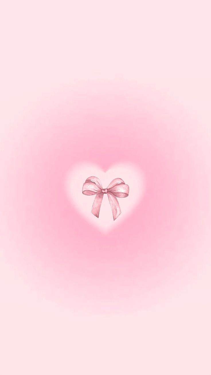 a pink background with a heart shaped bow