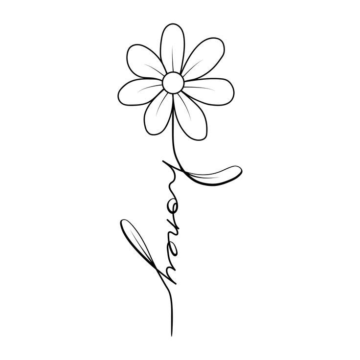 Small Daisy Tattoo, Name Flower Tattoo, Flower Tattoo Stencils, Daisy Tattoo Designs, Memorial Tattoo Designs, Daisy Flower Tattoos, Tattoo Design Tattoo, Daisy Tattoo, Flash Tattoo Designs