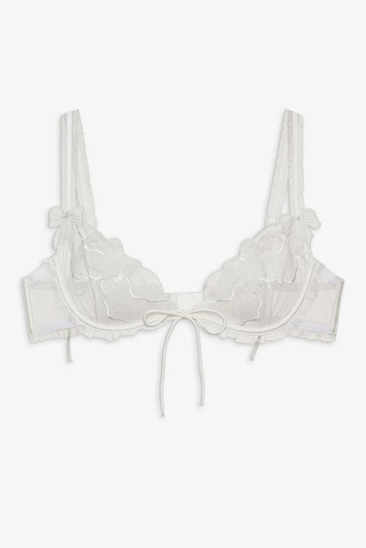 Alba Underwire Bra — White | For Love & Lemons White Lingere, Rocky Horror Costumes, Coquette Lingerie, White Lace Bra, Bra Dress, White Bras, Unlined Bra, Lace Trims, Intricate Embroidery