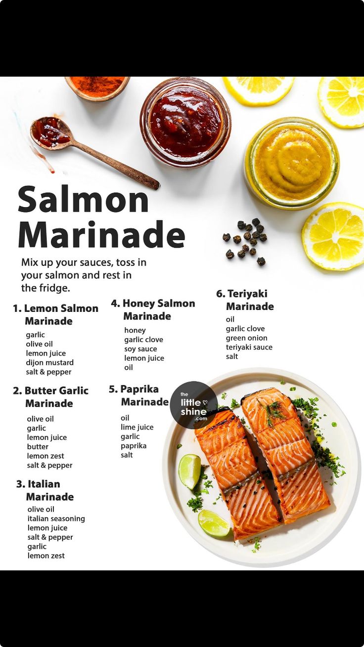 salmon marinade recipe on a white plate