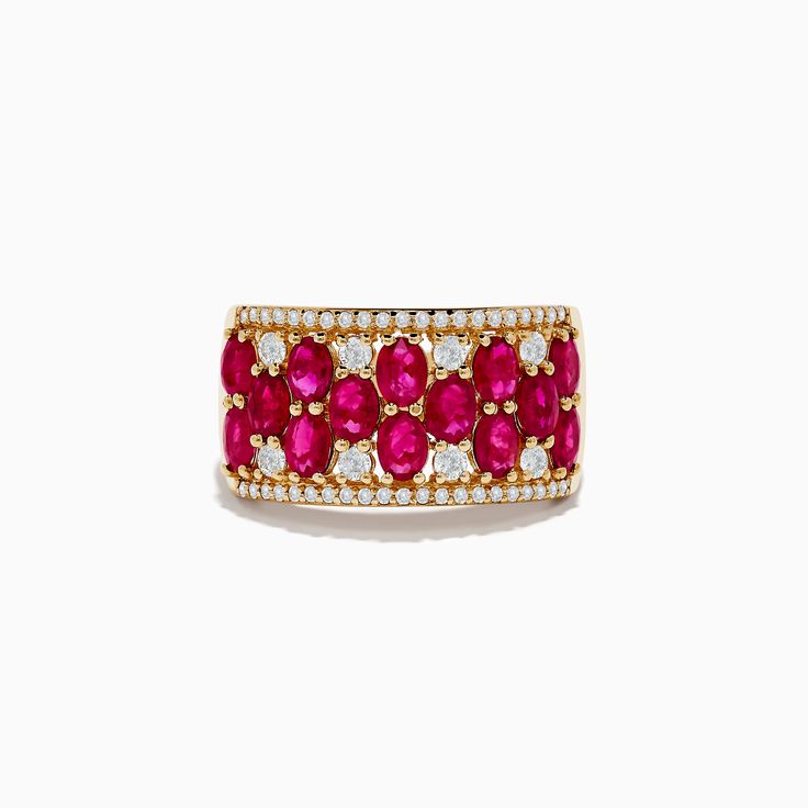 Ruby Royale 14K Yellow Gold Ruby and Diamond Ring Ruby And Diamond Ring, Effy Jewelry, Yellow Stone, Jewelry Stand, Ruby Ring, Gold Yellow, Round Diamonds, Gold Metal, Diamond Ring