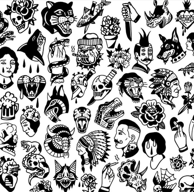 many different types of tattoos and their meanings are depicted in this black and white image