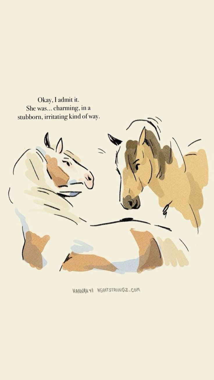 two horses laying down next to each other on top of a white background with a quote above it