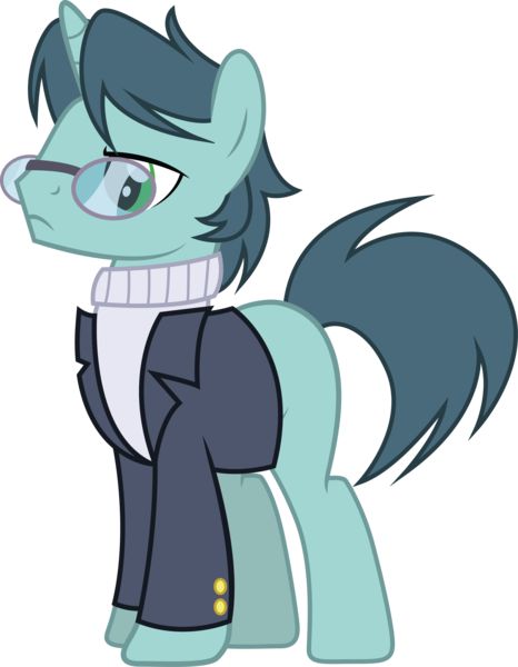 a pony with glasses and a sweater on