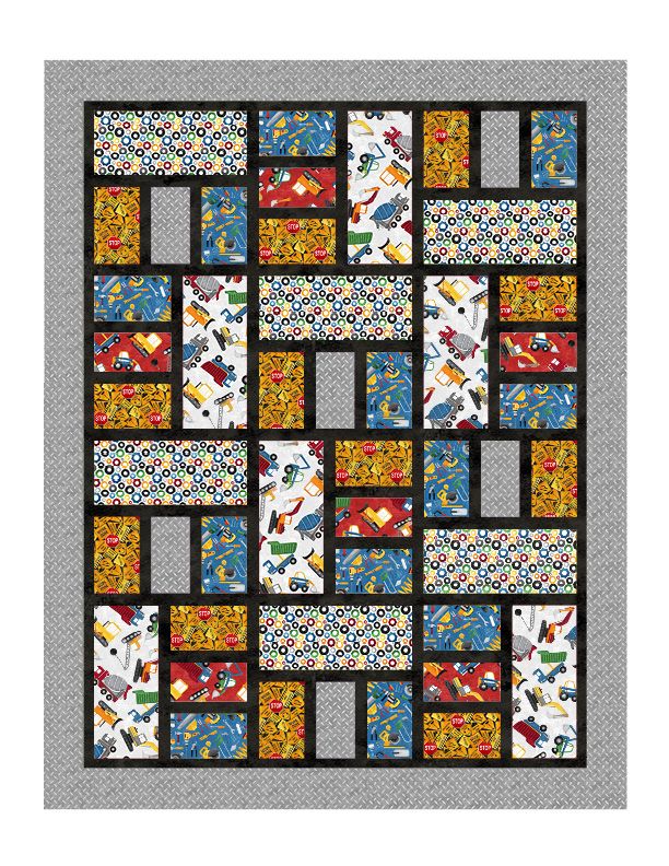 a quilt with many different designs on it