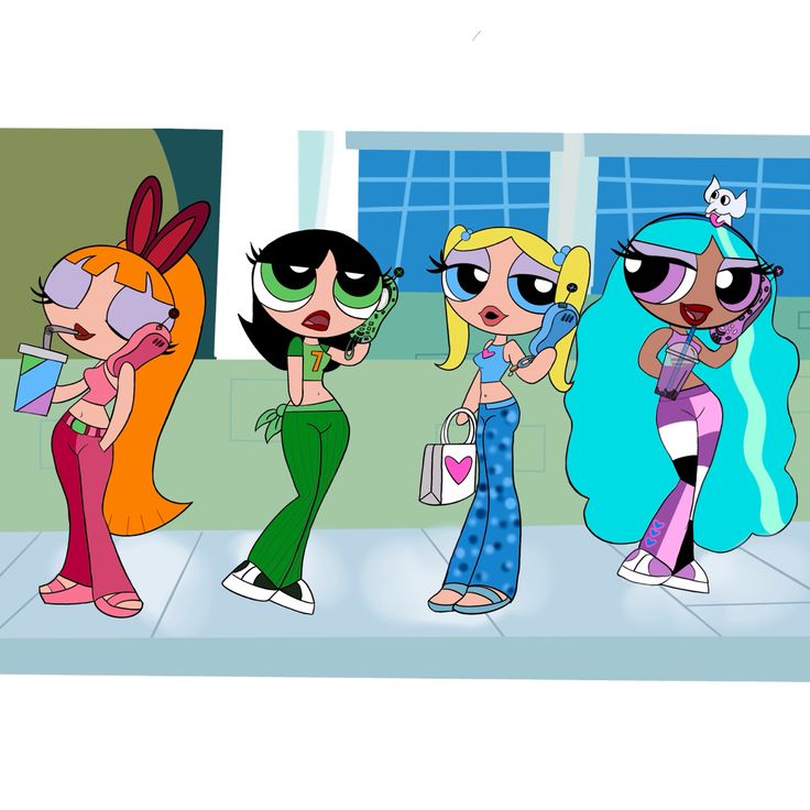 the powerpuff girls are all dressed up and ready to go out on vacation