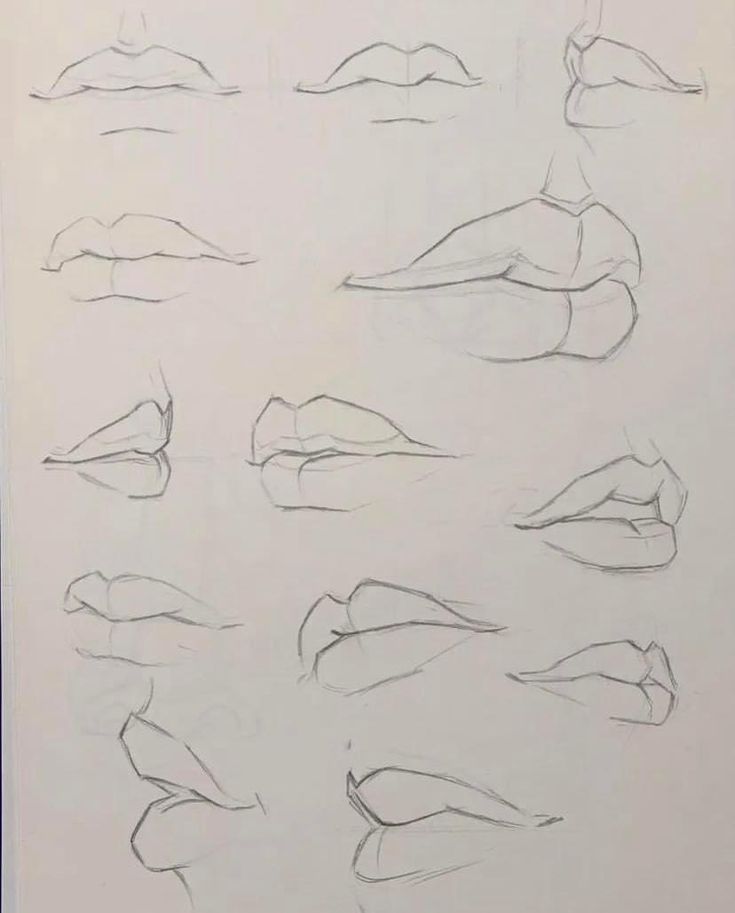 a drawing of different shapes and sizes of lips