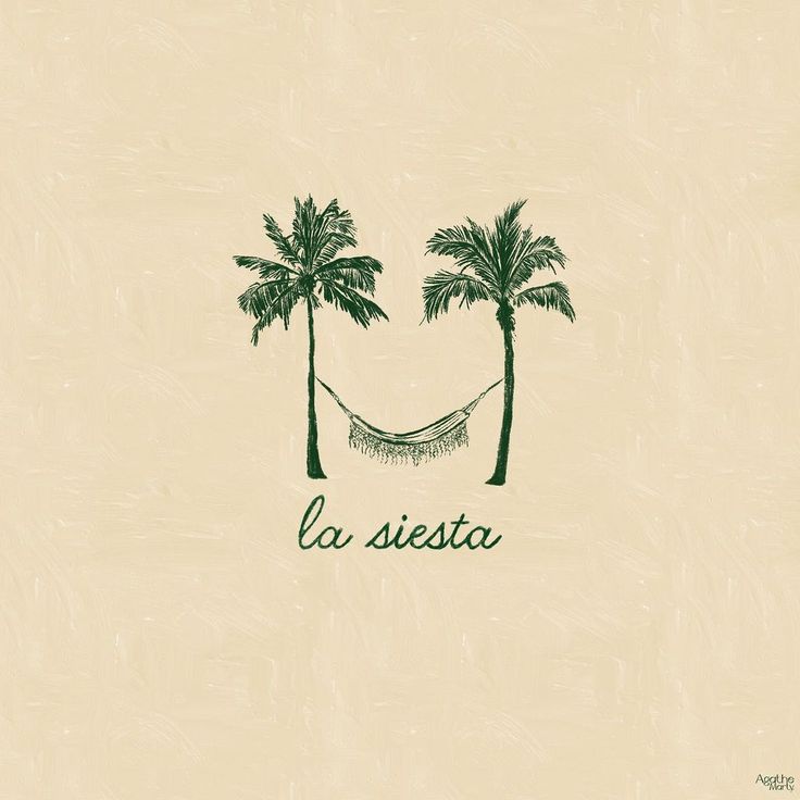 a hammock between two palm trees with the word la seistaa written below it