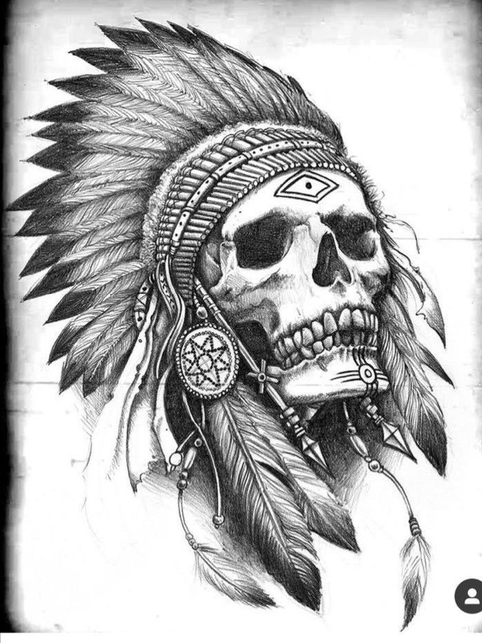 Skull Chief Tattoo, Chief Skull Tattoo, Indian Head Tattoo, Indian Headdress Tattoo, Indian Chief Tattoo, Chief Tattoo, Indian Skull Tattoos, Rabe Tattoo, Native American Tattoo Designs