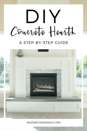 a fireplace with the words diy concrete hearth on it