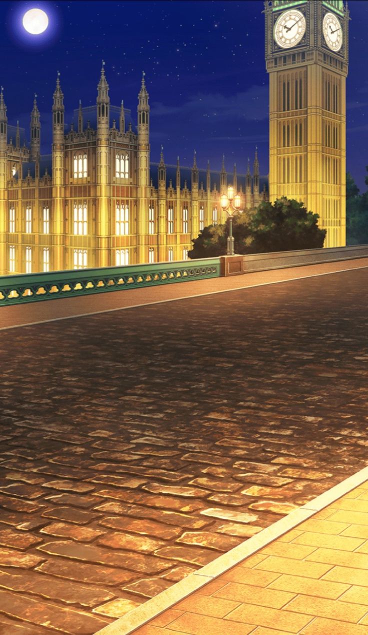 the big ben clock tower towering over the city of london at night with full moon