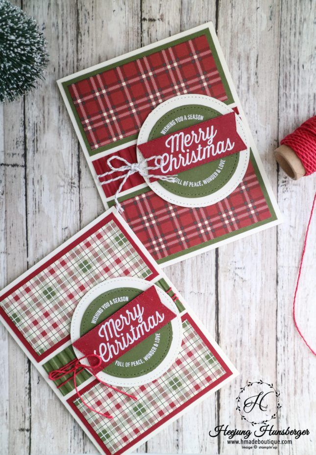 two christmas cards with the words merry christmas on them and a sprig of twine