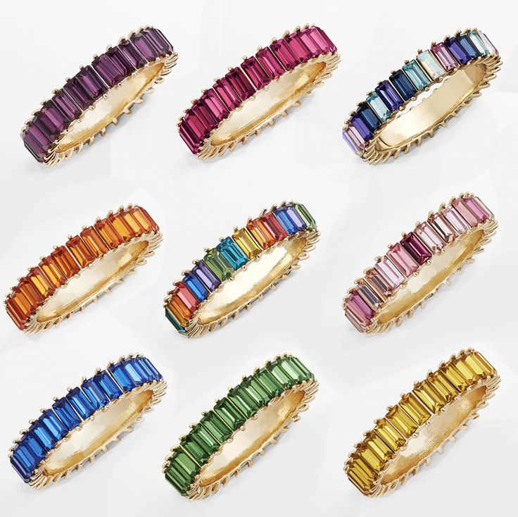 CZ baguette stones 925 Sterling Silver Available in sizes: 5-9 Kept away from any moisture or liquid including water, lotion, and perfumes. Imported Rainbow Ring, Expensive Diamond, Rainbow Rings, Baguette Ring, Cz Ring, Wedding Item, Types Of Rings, Micro Pave, 925 Silver Rings