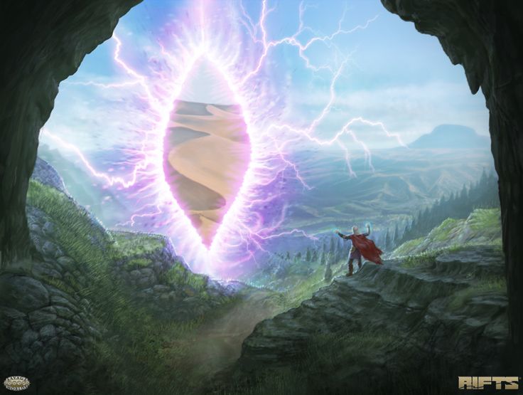 a man standing in the middle of a cave with lightning coming out of his mouth