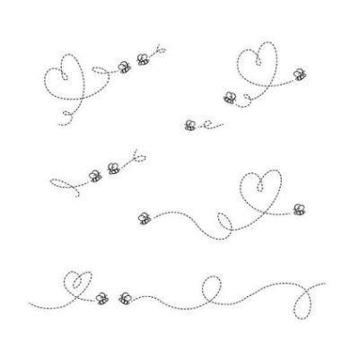 three different designs on white paper with black and white lines in the shape of hearts