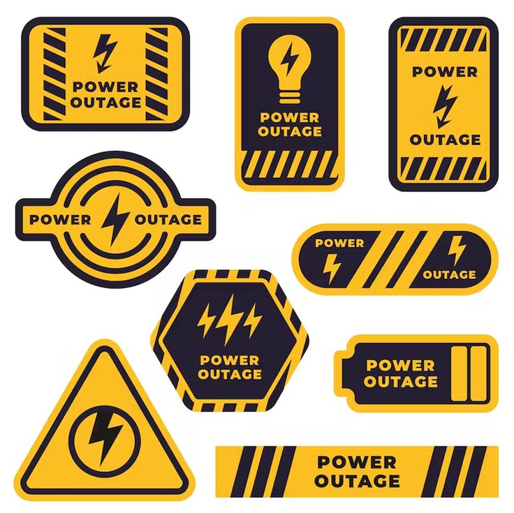 various electrical hazard signs and symbols on a white background stock photo - premium royaltying