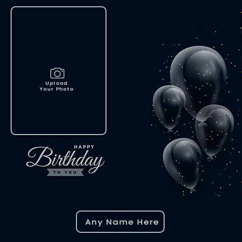 a birthday card with balloons floating in the air and sparkles around it, on a dark blue background