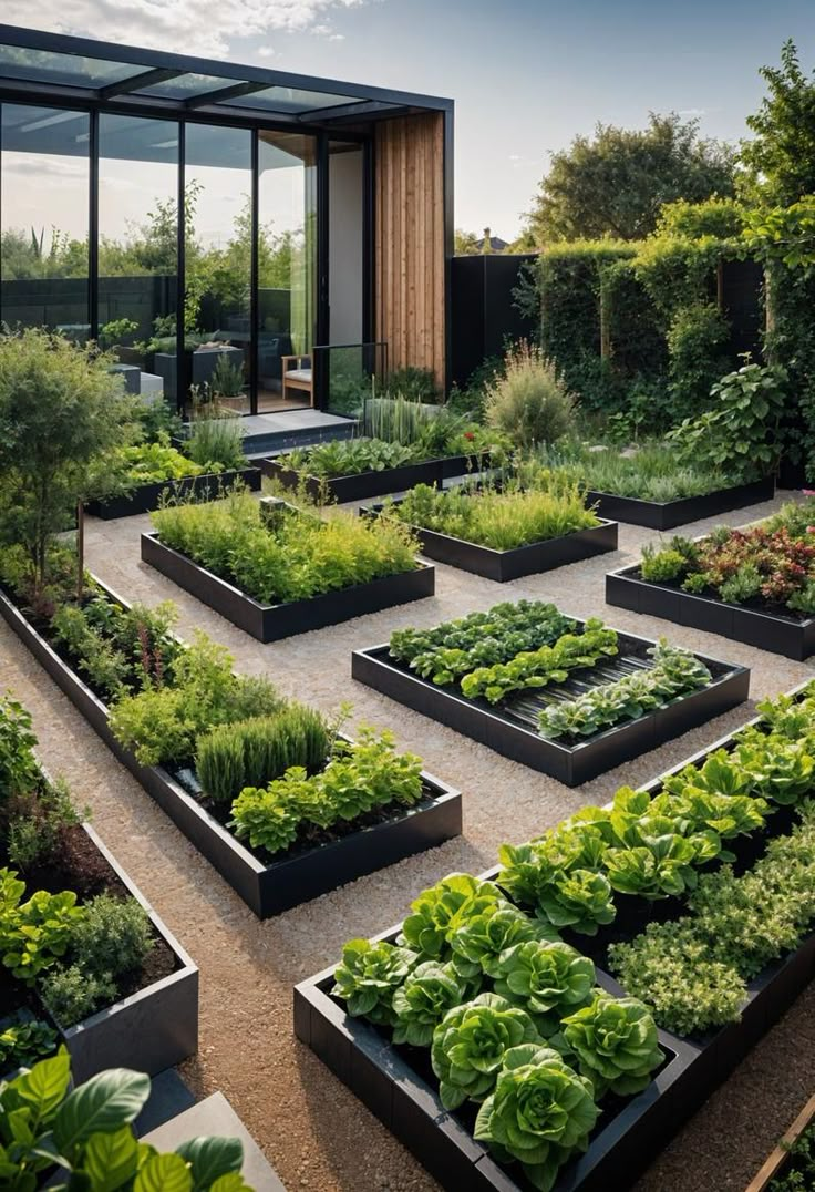 an outdoor garden with many different types of plants