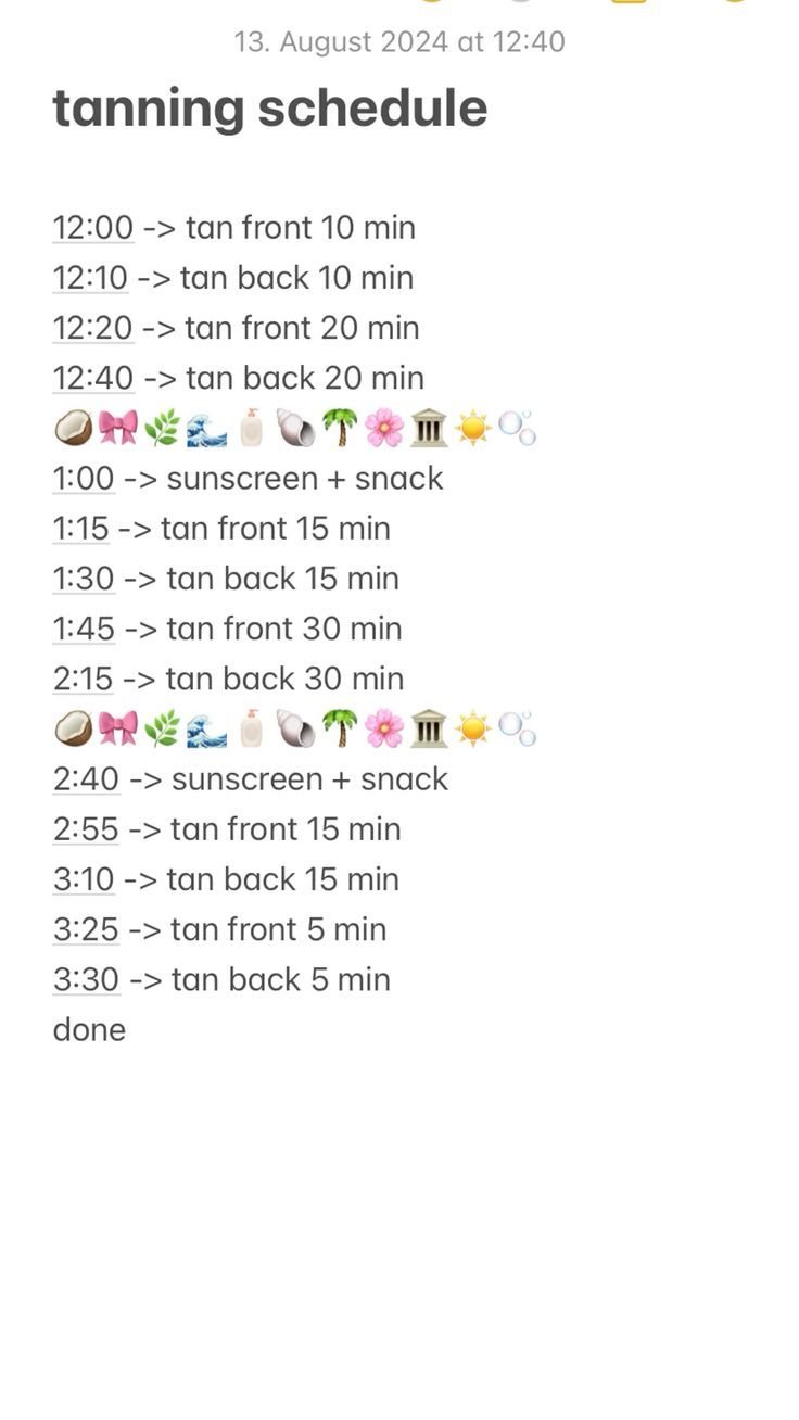 tanning schedule Tanning Tips In The Sun Schedule, Perfect Tanning Schedule, Glow Up Tips For School, Tanning Tips In The Sun, Tanning Schedule, Aesthetic Schedule, Schedule Timetable, Good Apps For Iphone, Tan Aesthetic