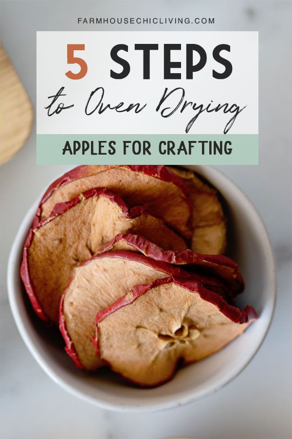 apples in a bowl with the title 5 steps to open drying apples for crafting