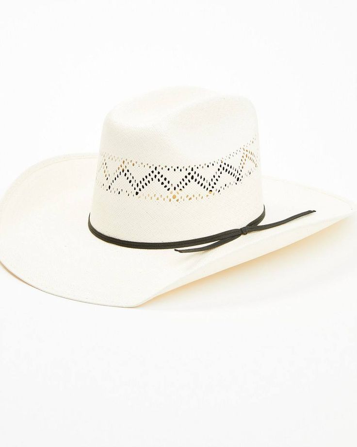 Straw construction Cattleman crease Western White Cap Hat, White Cap For Rodeo, White Country Style Hat With Flat Brim, White Flat Brim Hat For Ranch, White Rodeo Hat With Curved Brim, White Hat With Curved Brim For Rodeo, White Curved Brim Hat For Rodeo, White Short Brim Ranch Hat, White Short Brim Hat For Ranch