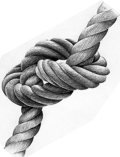 a pencil drawing of a knot on a rope