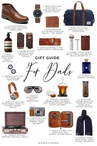 the gift guide for dad's is shown in this image with text overlaying it