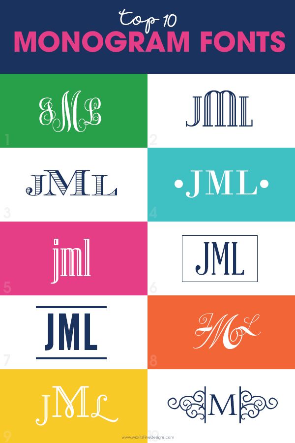 the monogram font styles are all different colors and sizes, but there is no image on