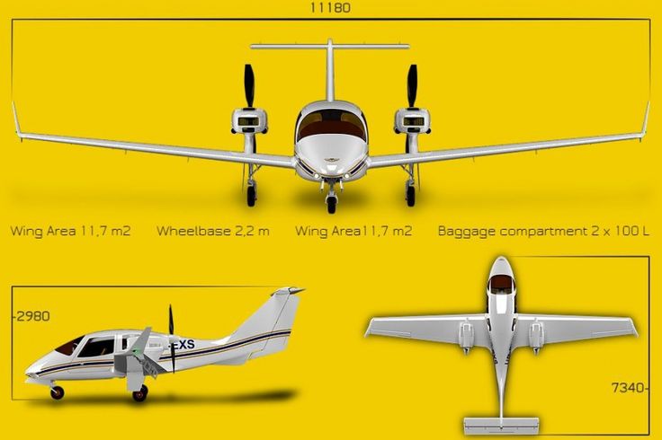 an image of a small plane with measurements on it's side and front sides