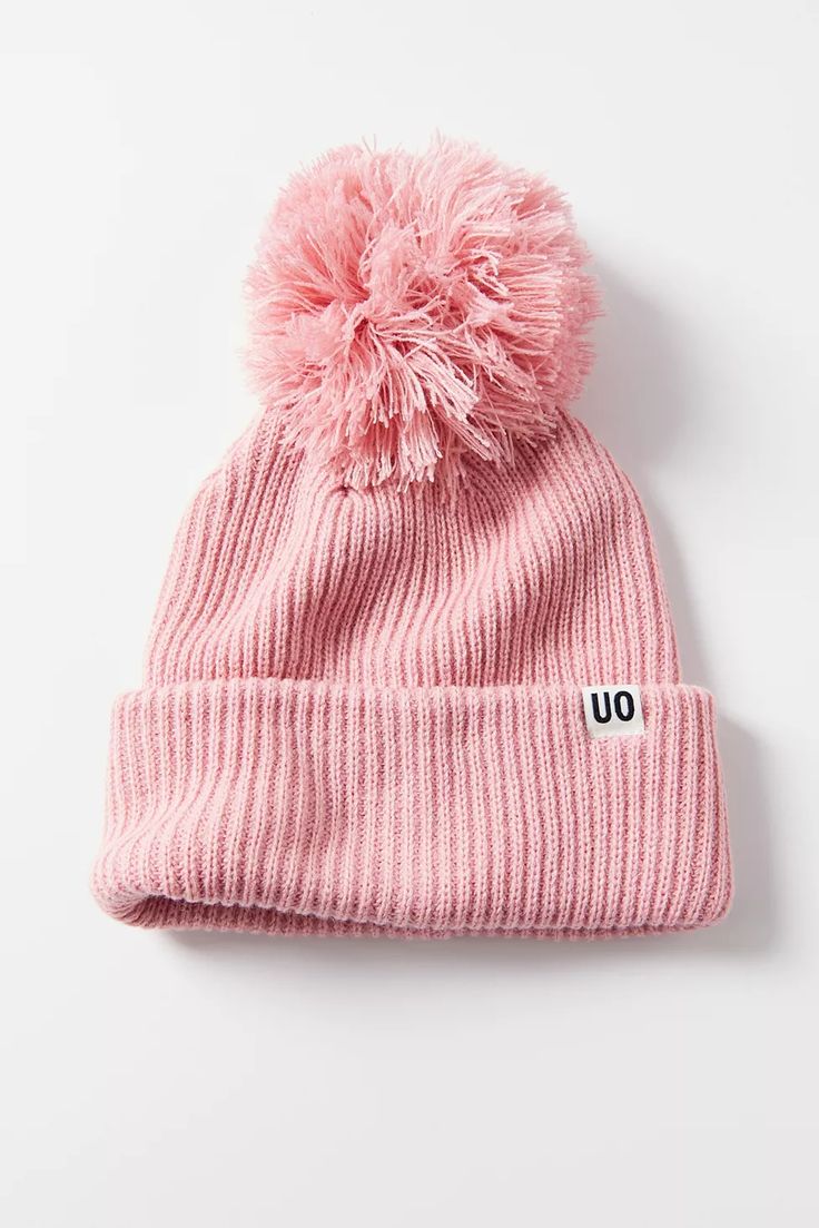 UO Ribbed Pompom Beanie | Urban Outfitters Urban Outfitters Winter, Shuffle Ideas, Urban Outfitters Lights, Chunky Knit Beanie, Orange Beanie, Yellow Beanie, Corduroy Bucket Hat, Pompom Beanie, Black Bucket Hat