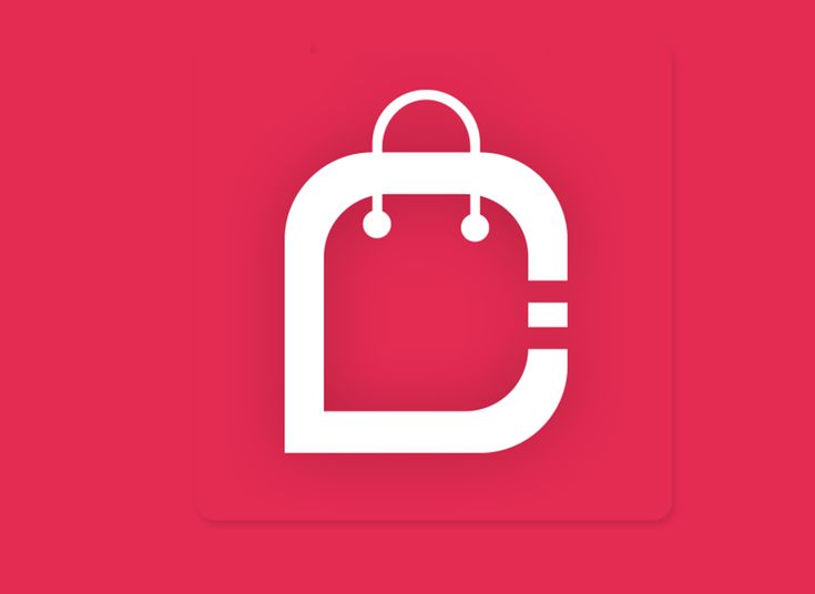 a red and white icon with the letter d in it's center, on a pink background