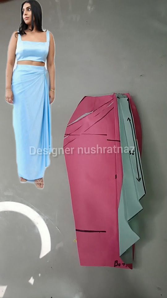 Drape Skirt Pattern, Pola Rok, New Dress Pattern, Skirt Pattern Free, Easy Dress Sewing Patterns, Dress Sewing Tutorials, New Saree Blouse Designs, Draping Fashion, Sewing Tutorials Clothes