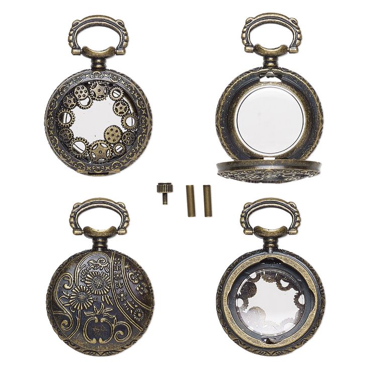 four different types of pocket watches on display