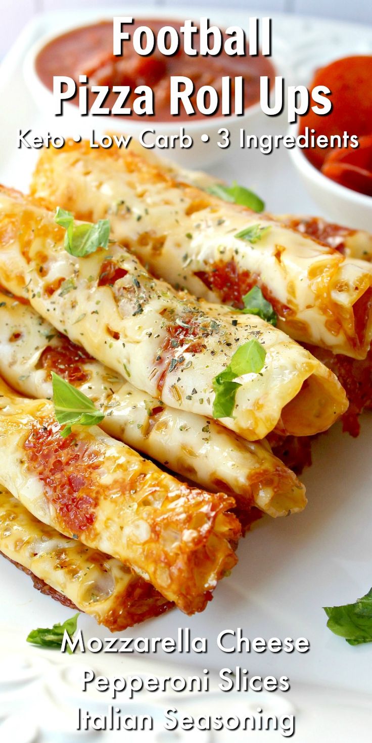 pizza roll ups with mozzarella cheese, pepperoni slices and italian seasoning