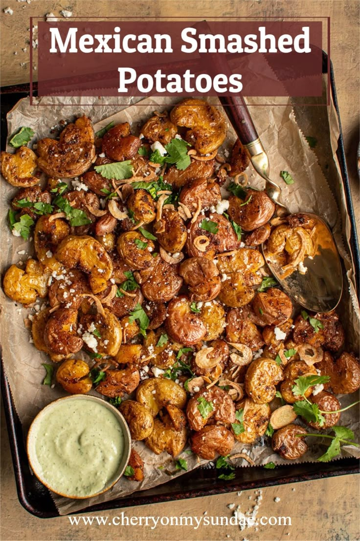 mexican smashed potatoes with cilantro and parsley