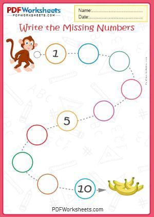 the missing numbers worksheet for children to learn how to write and draw numbers