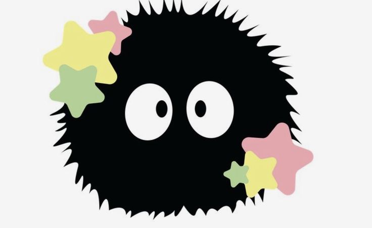 a black puffy with stars around it's eyes