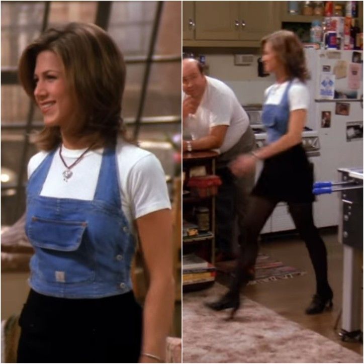 Rachel Green Jean Vest, Rachel Green Black Mini Skirt, Rachel Green Denim Vest, 90s Denim Vest Outfit, Rachel Green Season 1 Outfits, Friends Season 1 Outfits, Rachel Green Denim, Rachel Green Outfits Season 1, Whimsigoth Inspiration