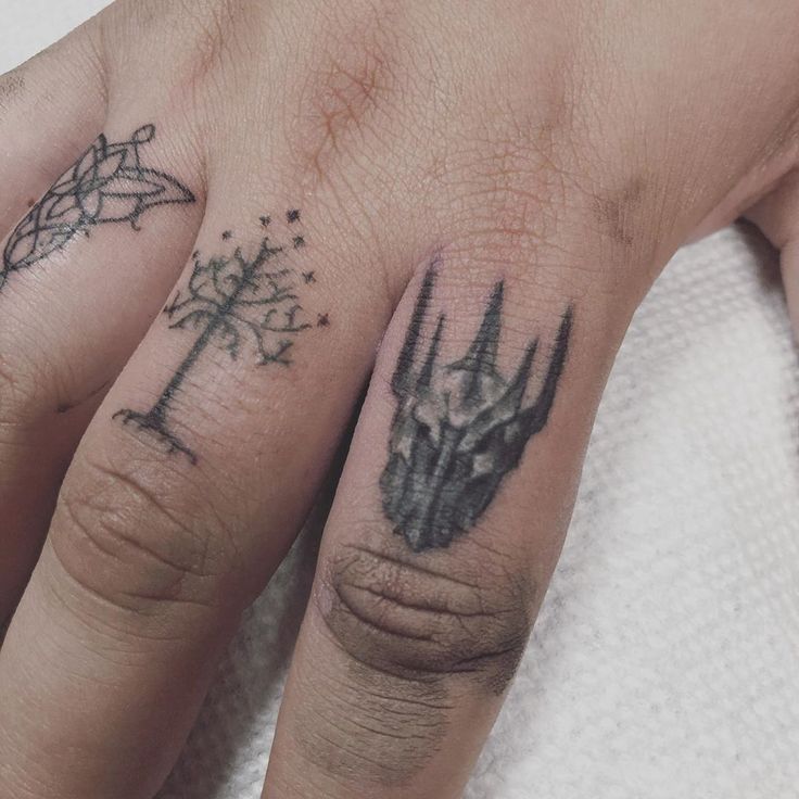 a hand with two tattoos on it