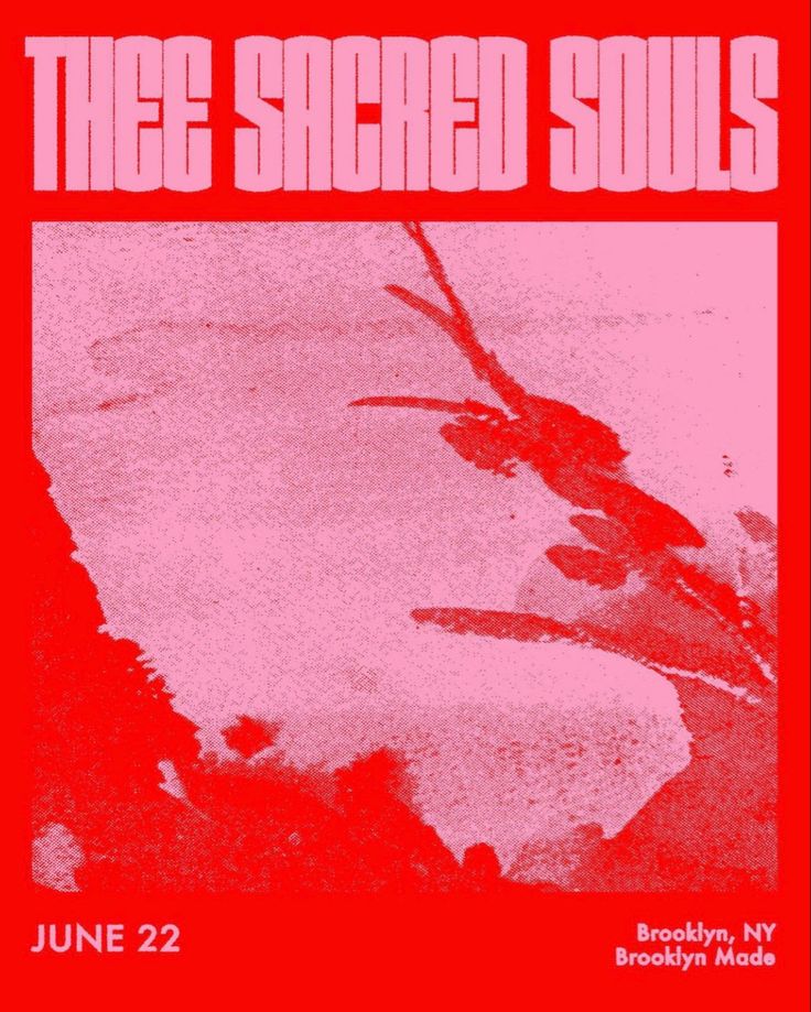 an advertisement for the sacred soul's upcoming album, featuring red and black ink