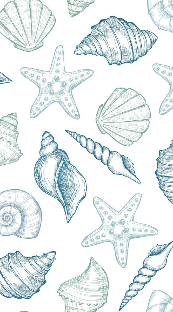 an image of seashells and starfish seamless background