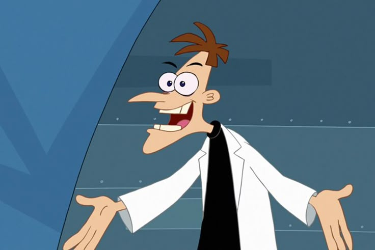 a cartoon character with his arms out and mouth wide open, wearing a black tie