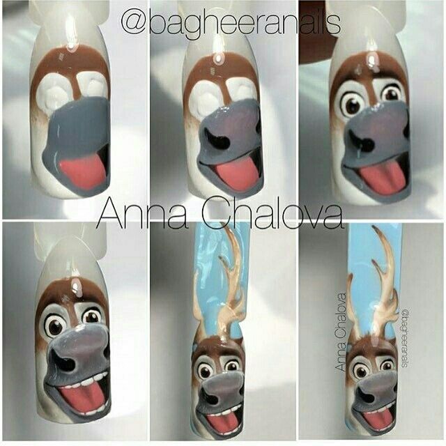 Olaf Nails, Frozen Nails, Disney Inspired Nails, Neat Nails, Nail Drawing, Nail Art Gel, Nail Art Techniques, Beauty Nails Design, Cute Christmas Nails