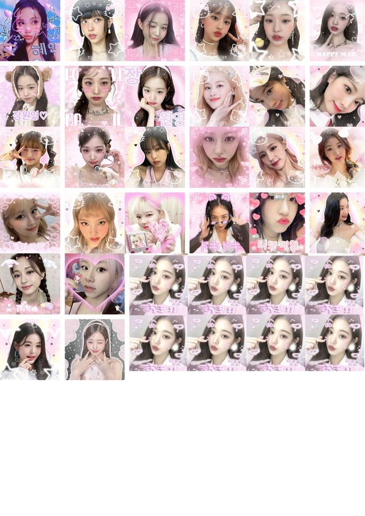 many different pictures of women with long hair and pink makeup, all in various poses