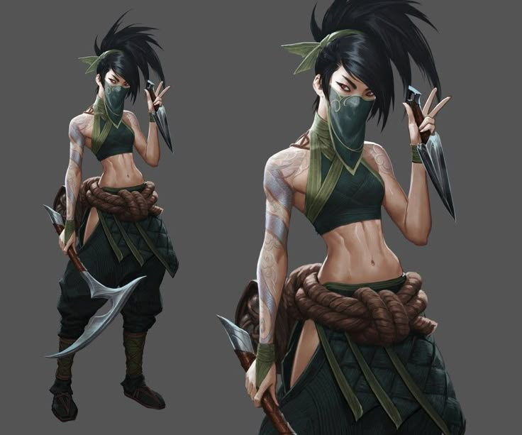 an image of a female character in the video game avatar design, with different poses and hair