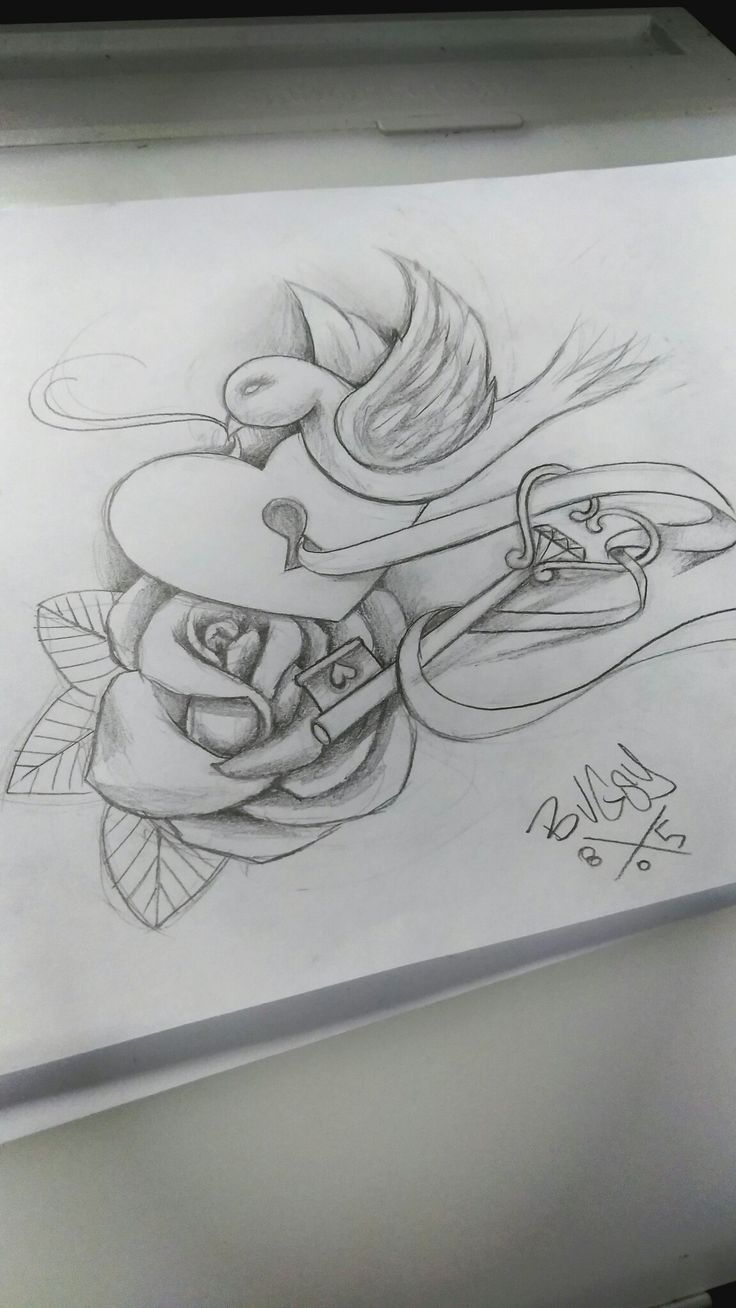 a drawing of a rose with scissors in it's mouth and some writing on the paper